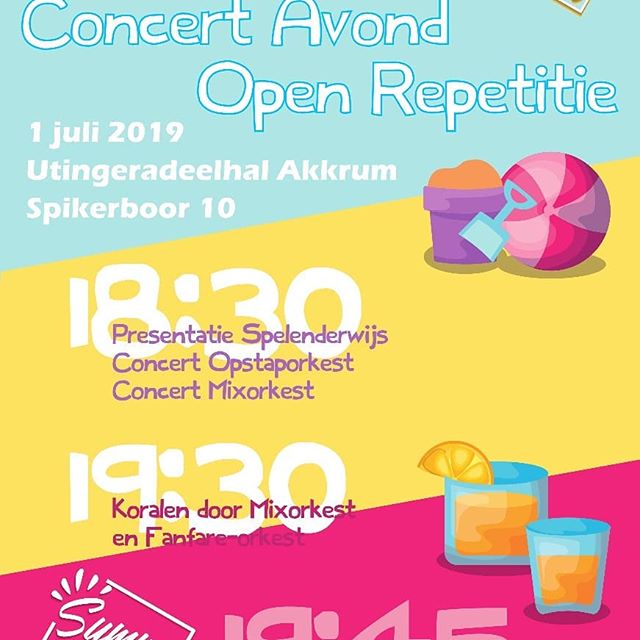 harmonieakkrum's tweet photo. Maandag 1 juli a.s. Concert-avond en Open Repetitie. Optredens van Spelenderwijs, Opstaporkest, Mixorkest en Fanfareorkest. Aanvang 18:30, locatie: Sporthal Akkrum: Maandag 1 juli a.s. Concert-avond en Open Repetitie. Optredens van Spelenderwijs,… https://t.co/cHyHt5WmVo https://t.co/IDhRDU9V3C
