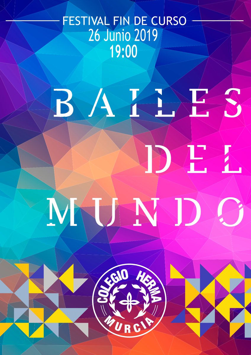 ColegioHerma's tweet photo. El miércoles 26 de junio a las 19h tendrá lugar el festival fin de curso. Este año la temática escogida es bailes del mundo.
¡Os esperamos a todos!
#bailesdelmundo
#herma
#findecurso
#vacaciones2019
#fiestafindecurso https://t.co/gvaAWjFILS