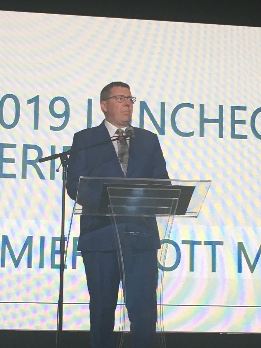 KevinWaugh_CPC's tweet photo. Premier Scott Moe guest speaker @nsbasask luncheon.  Great speech about two very bad bills C-69 and C-48 that will hurt energy investment in Saskatchewan.  Executive Director Keith Moen and the @nsbasask board have done an outstanding job for their members #yxe #cdnpoli #skpoli https://t.co/jEr3T2A2zH