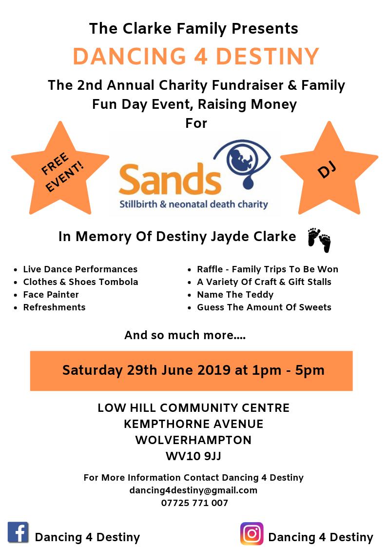 Dancing4Destiny's tweet photo. Can you make it to #Wolverhampton this Saturday? Please come and support us as we raise money for @SandsUK
This event is in memory of our daughter, Destiny Jayde Clarke #preeclampsia #miscarriage #raisingawareness #stillbirth #safeinthearmsofJesus https://t.co/DrSirbmLIC