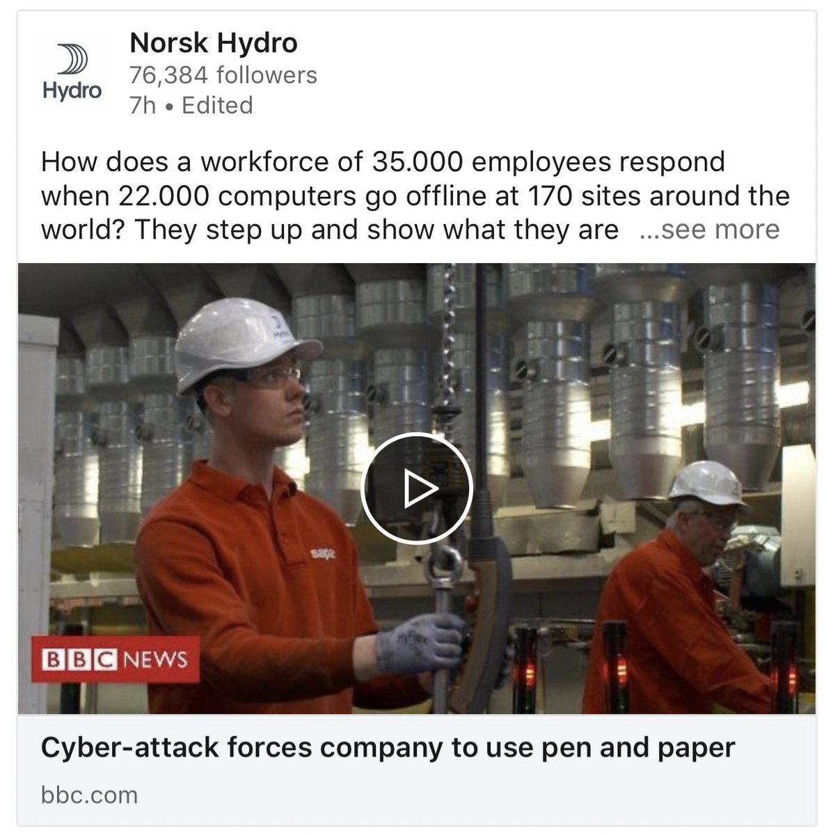 How many companies would link news stories about their own ransomware nightmare on social media?