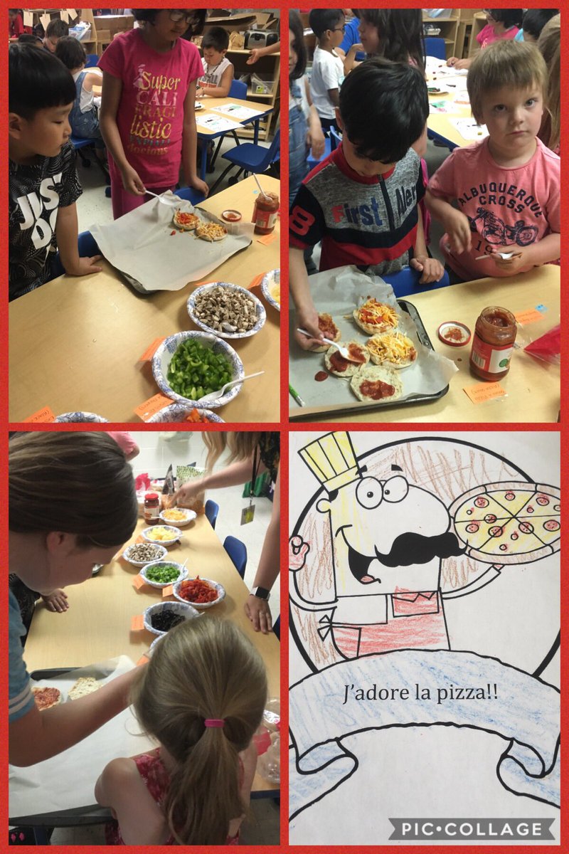 FDKBuchan_LDSB's tweet photo. #Kindergarten @Centennial_LDSB made mini pizzas with Gr. 3 French Buddies. Stories, songs, and colouring en Francais J’adore la pizza! https://t.co/d0dAte2tGk