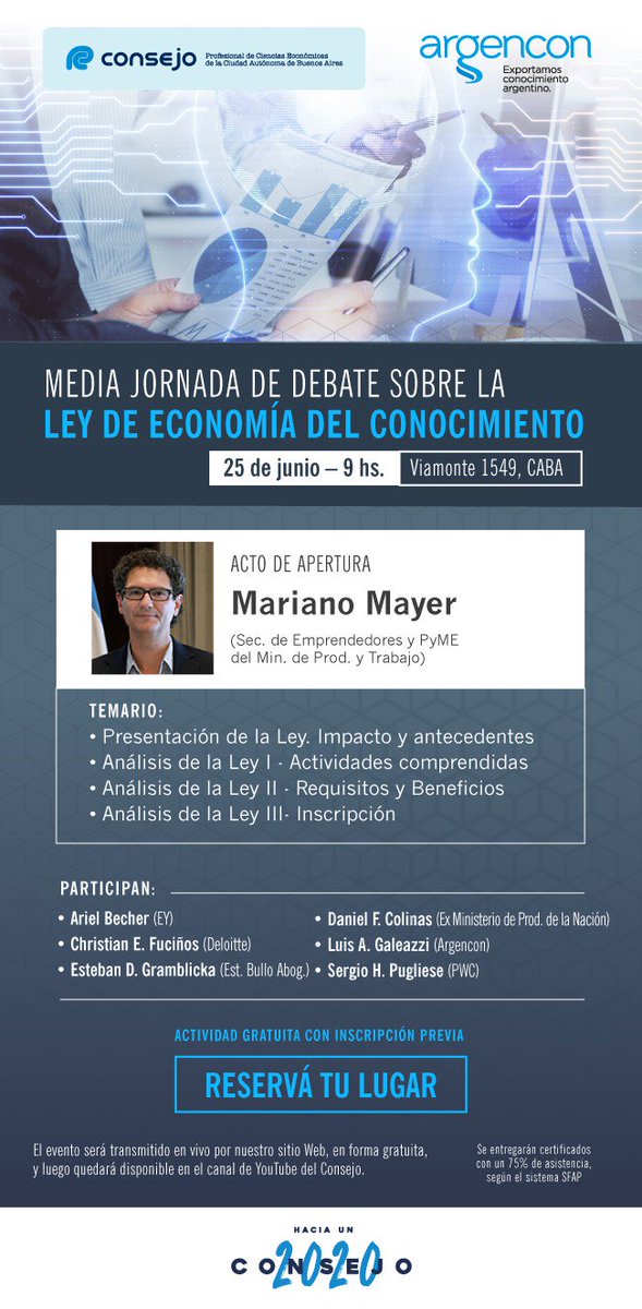 aribecher's tweet photo. Mañana martes Media Jornada sobre la Ley de Economía del Conocimiento en @ConsejoCABA @EY_Argentina #EconomiadelConocimiento https://t.co/cq7yMriA5j