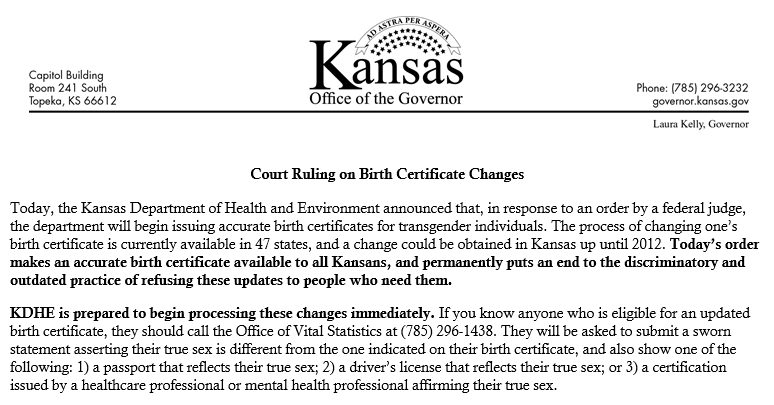 Equality Kansas On Twitter The Governor S Office Has Confirmed This Policy Change Is Effective Immediately Ksleg