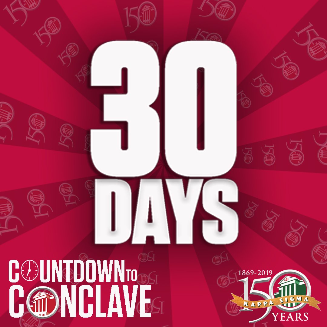 30 days and counting until our historic Grand Conclave in Charlottesville, VA! #KappaSigma150