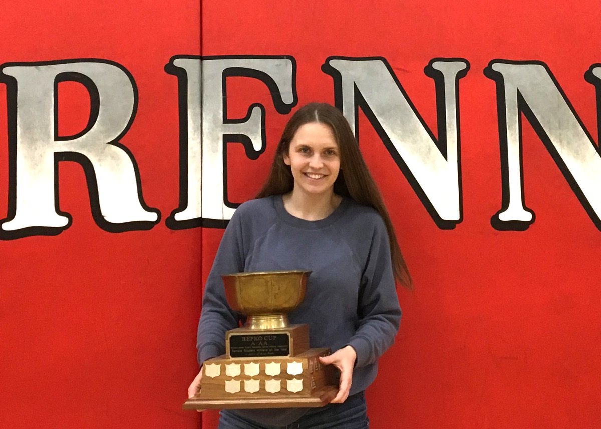 WECDSB's tweet photo. Congratulations to Chloe Clement of @BrennanCards who is this year's recipient of the Repko Cup (small schools) Award, which goes to the top female WECSSAA student athlete. Chloe participated in cross country, volleyball, basketball, badminton, soccer and hockey. https://t.co/M4X1d5wI1l