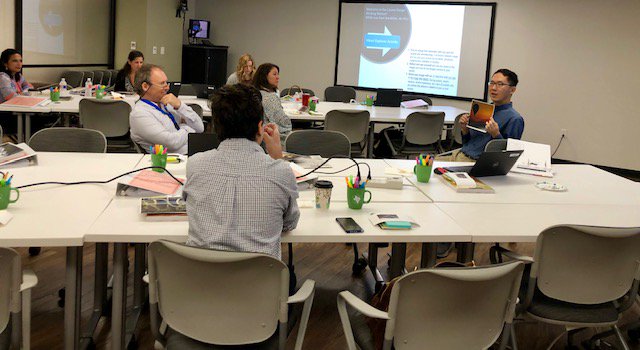 CILUNTHSC's tweet photo. The first day of our #coursedesignworkshop started with a #visualexplorer activity. What an excellent bunch of #health provider faculty: collaborative, creative and fun. We are lucky to have them here #unthsc #unthscproud #CenterforInnovativeLearning https://t.co/WyTTRAAaOr