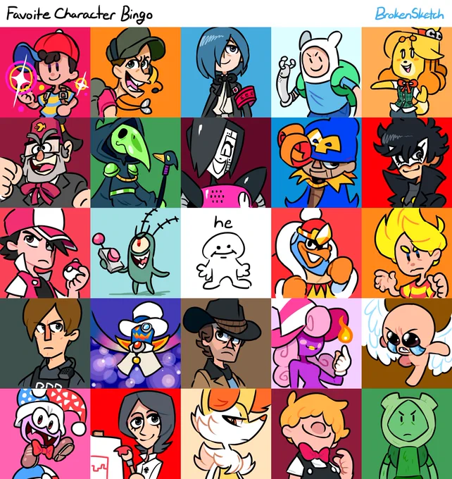 saw that favorite character bingo was trending again (or at least it was when i started this) so i wanted to draw my favorite characters! 