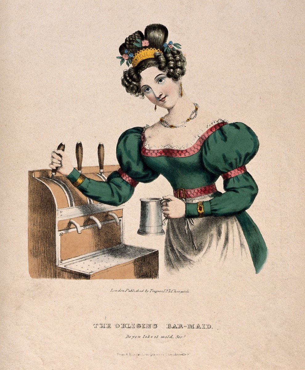 Dean &amp; Manday, lithographers, "The Obliging Bar-Maid," ca. 1833. Wellcome Collection. 

"Do you like it mild, sir?"