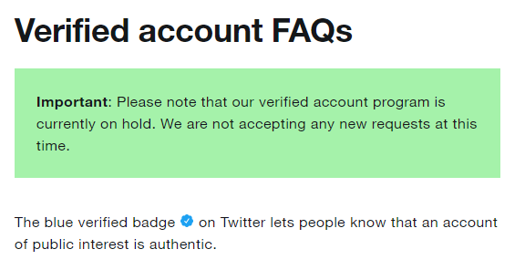 WarrenWhitlock's tweet photo. Twitter Verifed Accounts, asked and answered!
@benitrage all you need to know about Twitter Verfication is in the green box below
#programinactive #nochangeinyears #cannotbedone https://t.co/zbOhOUVYXY