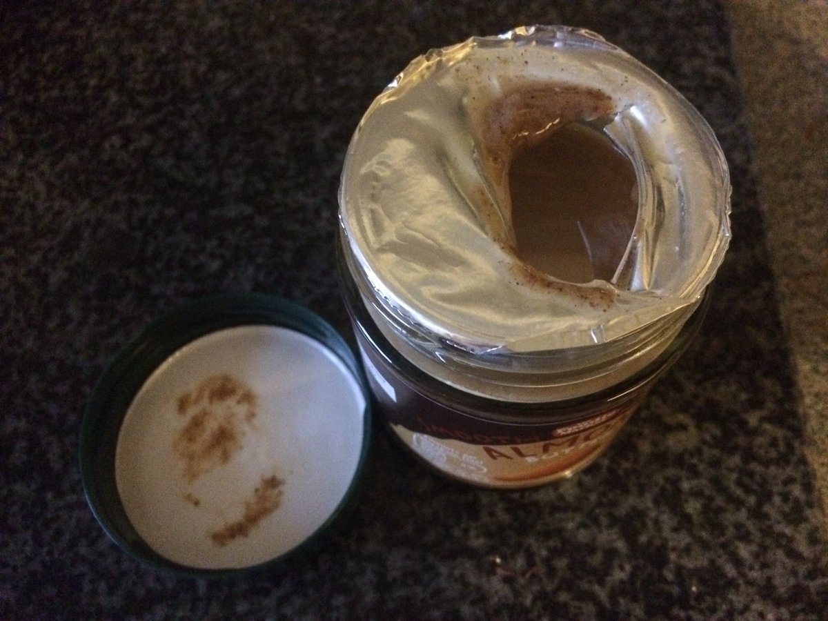 IgnisWinter's tweet photo. Just ran to Aldi after the gym, grabbed some almond butter, just got home and took the lid off and WTF?! Proper livid I've been looking forward to this for 3 days!! @AldiUK @AldiUK_ God knows who has had what in there! 🤢 https://t.co/lyuR92C2rN