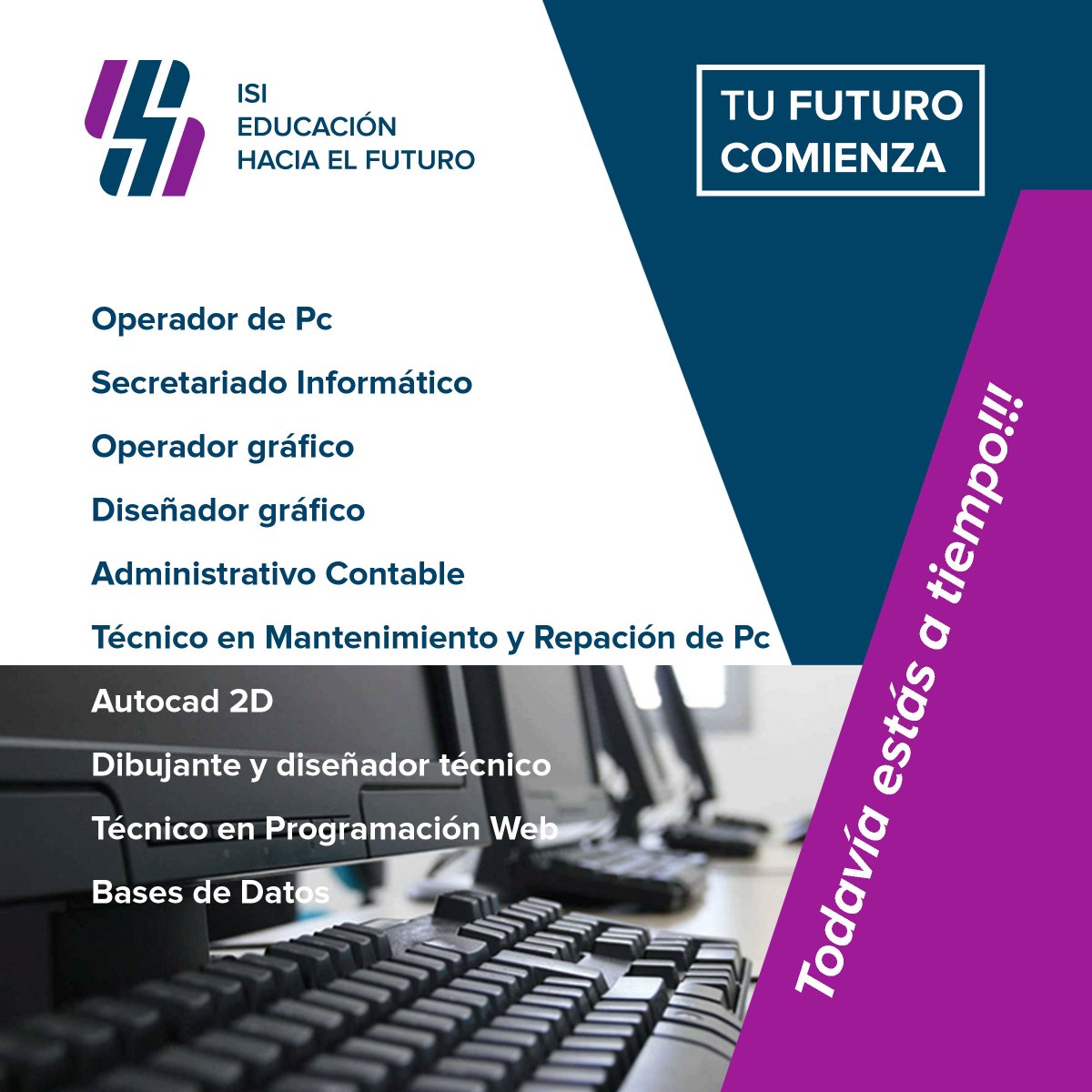 ISISALTA's tweet photo. Aprovecha el 2x1 en nuestros Cursos 
Inscribite y accede al curso de Dactilografía gratis! 
Todavía estas a tiempo Súmate y Aprende en este año.
INICIO AGOSTO
#RESERVA YA TU CUPO
-👉 👉👉Te esperamos en Pellegrini 801 (Esq. Tucumán)
- 📞📞Tel: (0387)4-714135
-WhatsApp: 3875263222 https://t.co/jsfk1UCphq