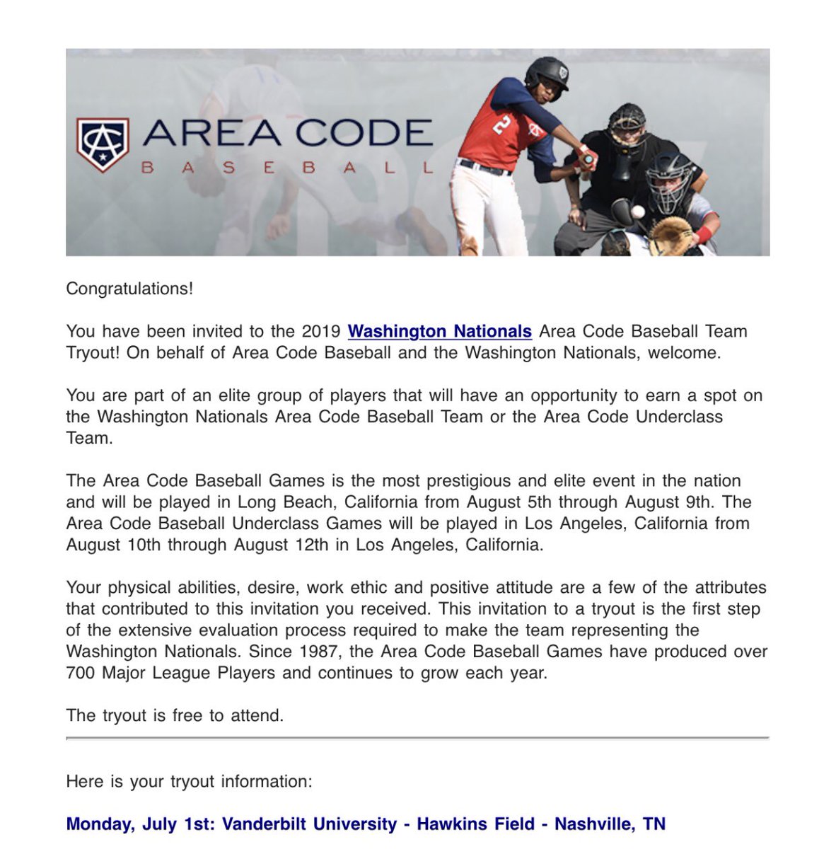 JF (@beauknows_49) on Twitter photo One week from today! Grateful for the opportunity! <a href="/ACBaseballGames/">Area Code Baseball</a> <a href="/Nationals/">Washington Nationals</a> <a href="/VandyBoys/">Vanderbilt Baseball</a> One week from today! Grateful for the opportunity! <a href="/ACBaseballGames/">Area Code Baseball</a> <a href="/Nationals/">Washington Nationals</a> <a href="/VandyBoys/">Vanderbilt Baseball</a>