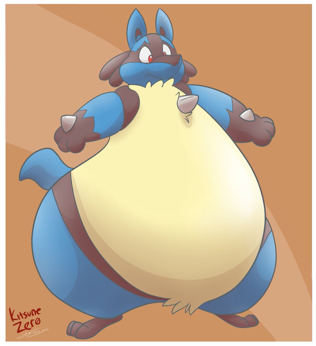 To me, Lucario might be the most popular Pokémon to inflate. // #art #fat #...