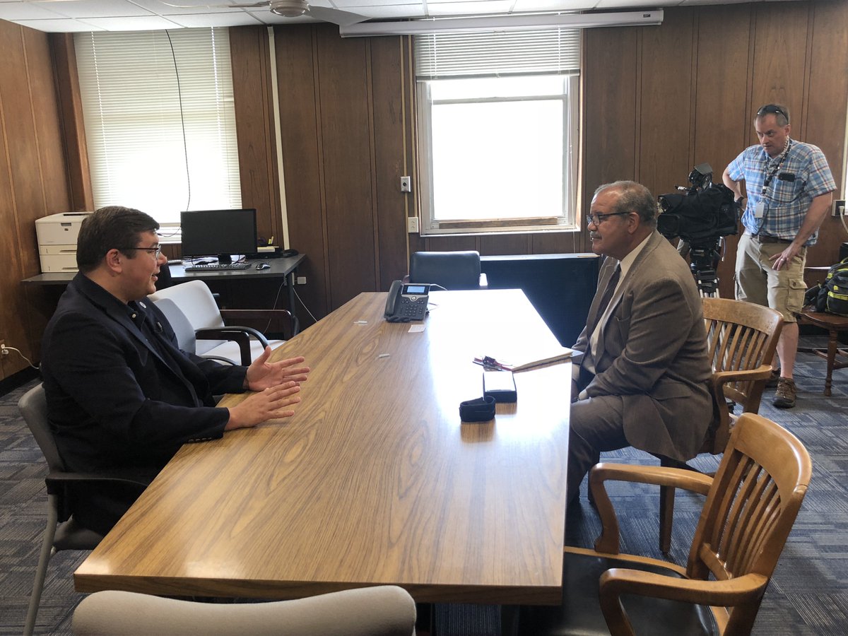 ErieBOE_Dem's tweet photo. Commissioner Zellner discussing the new June Primary schedule and other issues related to tomorrow's Primary election with WIVB's @AlVaughters4.

Polls open 6 am to 9 pm - call 858-8891 with any questions you may have. #ErieNYvotes https://t.co/xRAYQtncDy