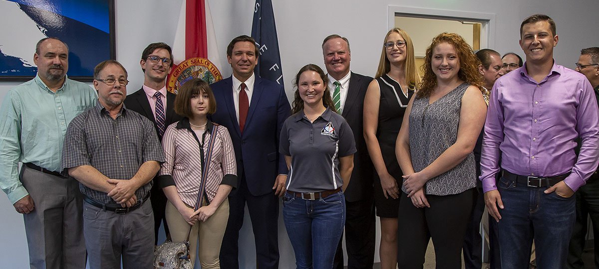 EasternFlorida's tweet photo. Gov. Ron DeSantis signed into law Monday an education bill that expands workforce training and apprenticeships, praising an EFSC program that is creating a pipeline for students to work at Kennedy Space Center. Read the full story here: https://t.co/xiT7fDHGLc https://t.co/SfBaesrynQ