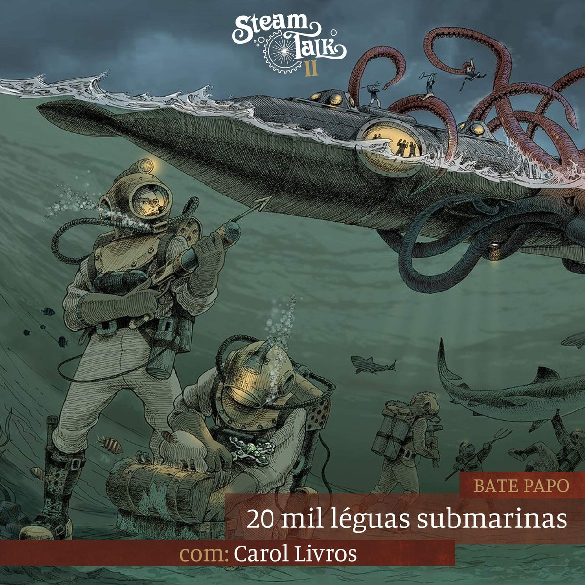frotasteampunk's tweet photo. Crec. Teremos a Carol e sua resenha ao vivo sobre 20 mil léguas submarinas, ela irá falar sobre um dos maiores marcos do Steampunk!
Já enfrentamos polvos gigantes, não foi bom...

A Steamtalk acontecerá no dia 28 de junho as 17h30 na @livraria_cultura do Salvador Shopping! https://t.co/p7vWlLrfj1