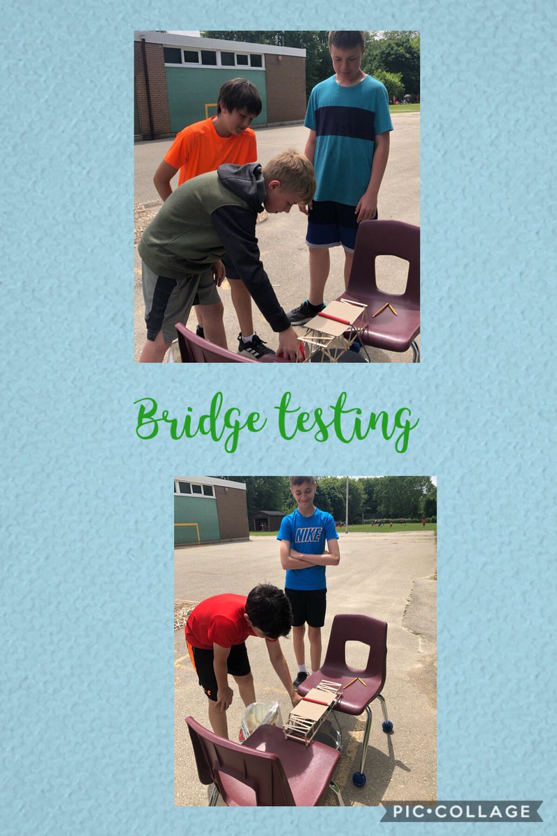 Mother2thewell's tweet photo. Math Mania digital escape room and bridge testing today in #7D @NorthdaleCntrl, not a bad way to start off our final week of grade 7! #canyouescape #tvdsbmath #willithold #buildingbridges https://t.co/ezXBpMYGlW