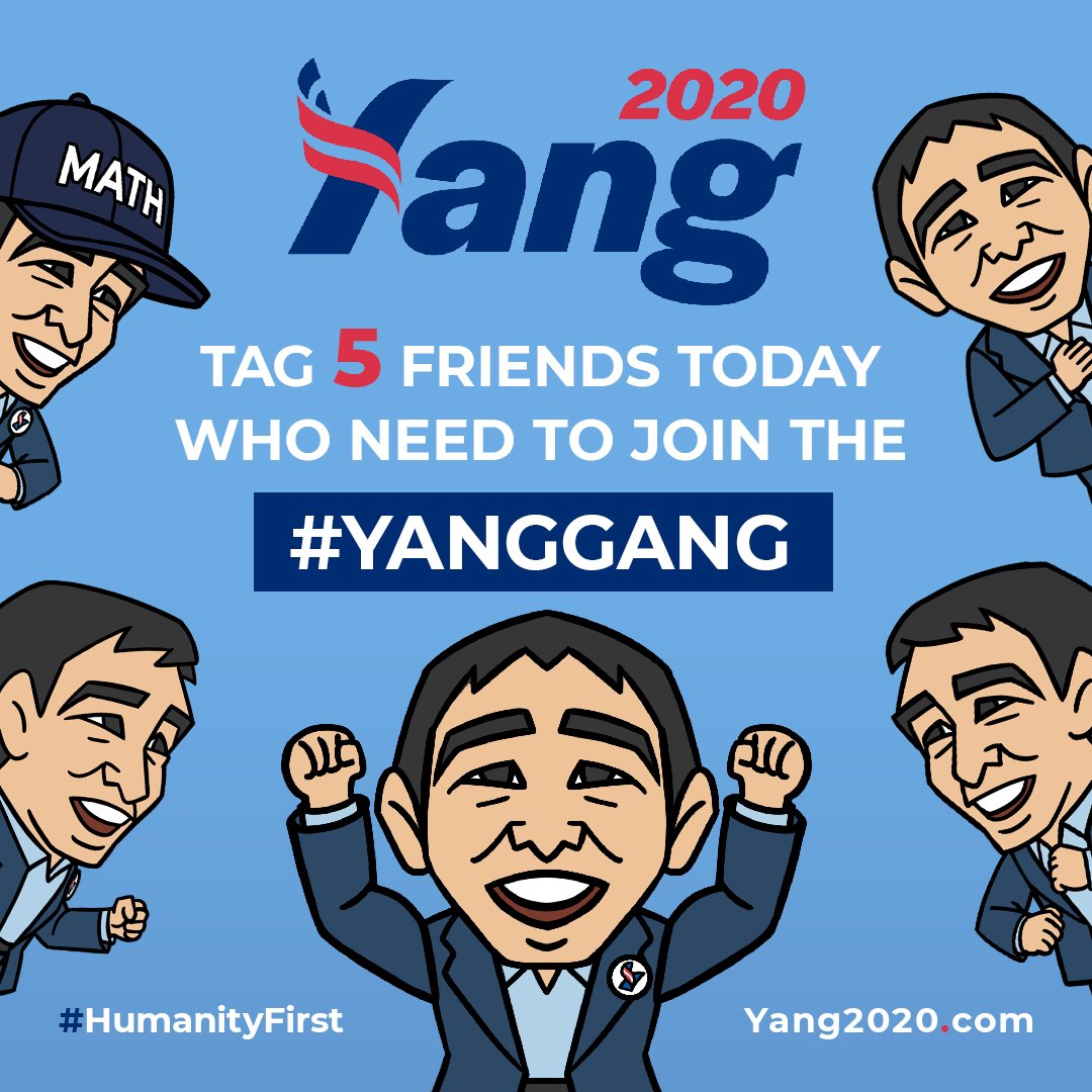 AndrewYang's tweet image. This week, the #YangGang is about to multiply. Tag friends to join “before it became cool”.  😀👍