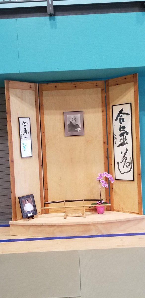 VWAAikido's tweet photo. Kamiza (O-Sensei shrine) with Kawahara Sensei in lower left at Canadian Aikido Federation Summer Camp...2.5 days in and everyone still happy! https://t.co/ECbW4x3U6m