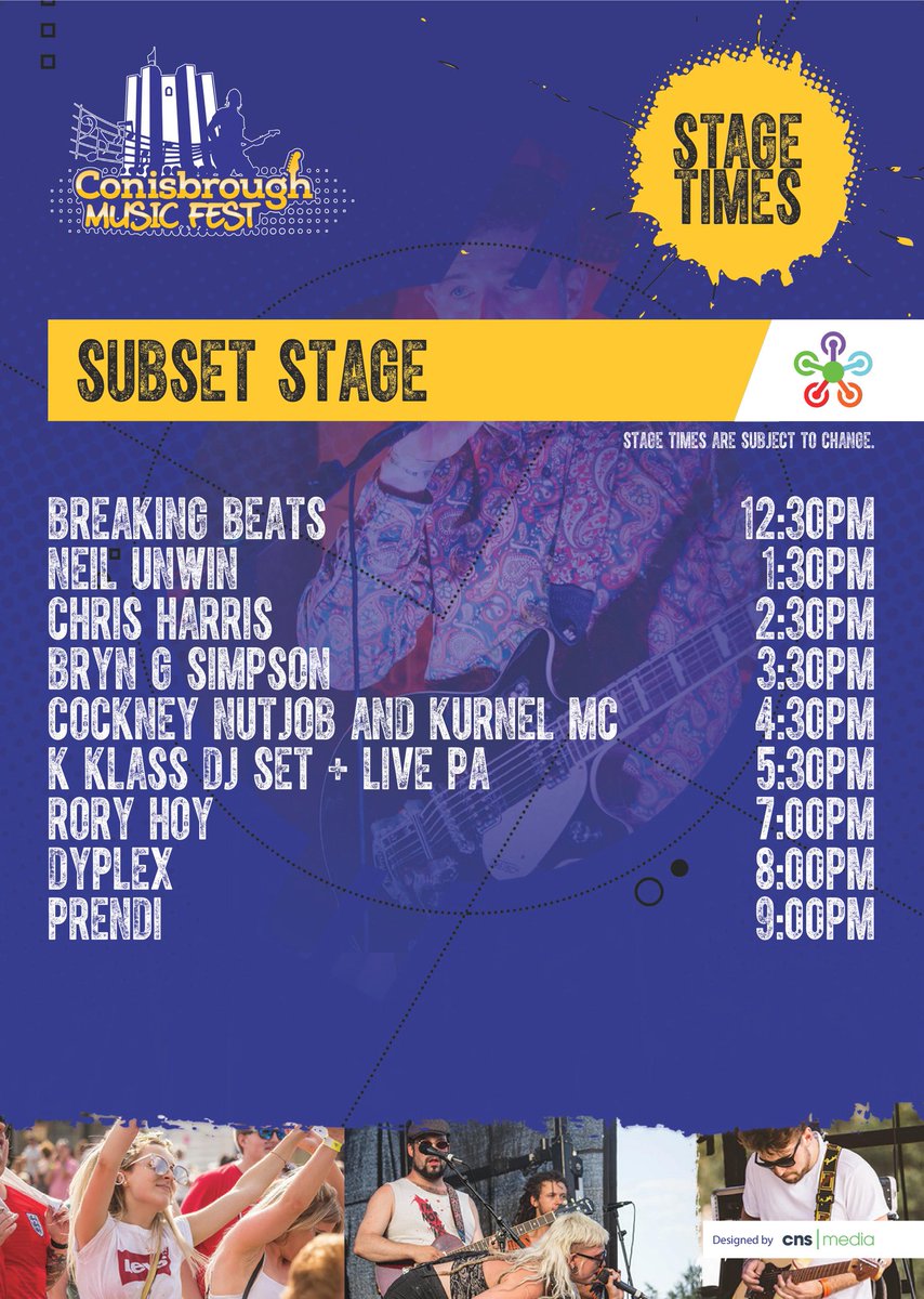 Set times have landed, so who you watching??

#CMF2019 Saturday 6th July be there! ✌

Tickets at conisbroughmf.com

#music #livemusic #musicfestival #DoncasterIsGreat #sheffieldissuper #barnsleyisbrill #Rotherhamiswonderful #gigs #Yorkshire