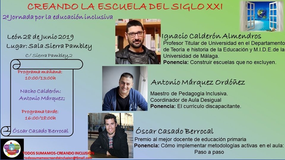 jandrocalleja's tweet photo. El próximo viernes, día 28 de junio, tenemos la oportunidad de escuchar y aprender en la sala de la Fundación Sierra Pambley ,al lado de la catedral de León, cómo construir, hacer currículo e implementar la escuela inclusiva.
Ya queda poco, os esperamos... https://t.co/QJsFCaRaMM