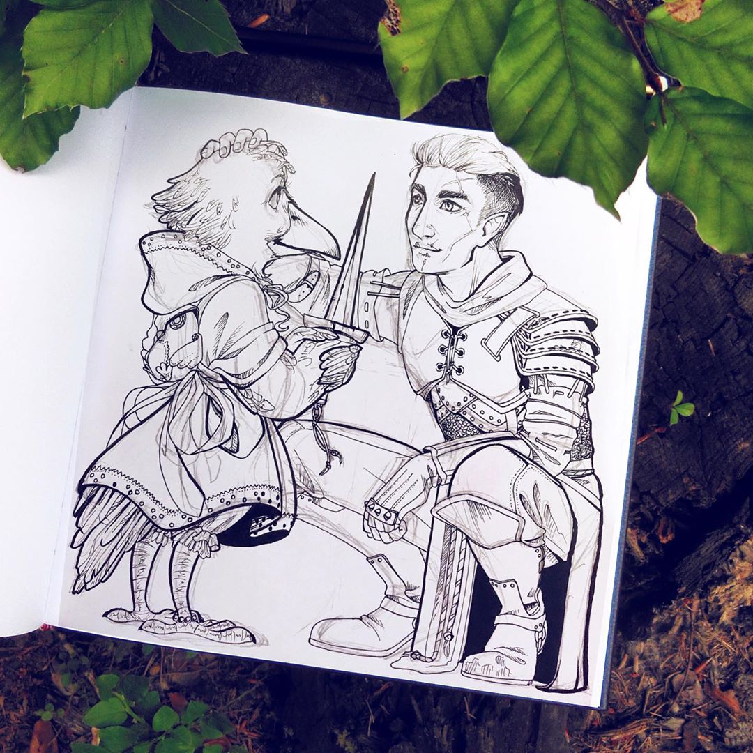 #Kirk and #Fjord 
#sketch #workinprogress #criticalrole #criticalrolefanart #mightynein #dungeonsanddragons #traditionalart #blackandwhite #ink #sketchbook #myart 