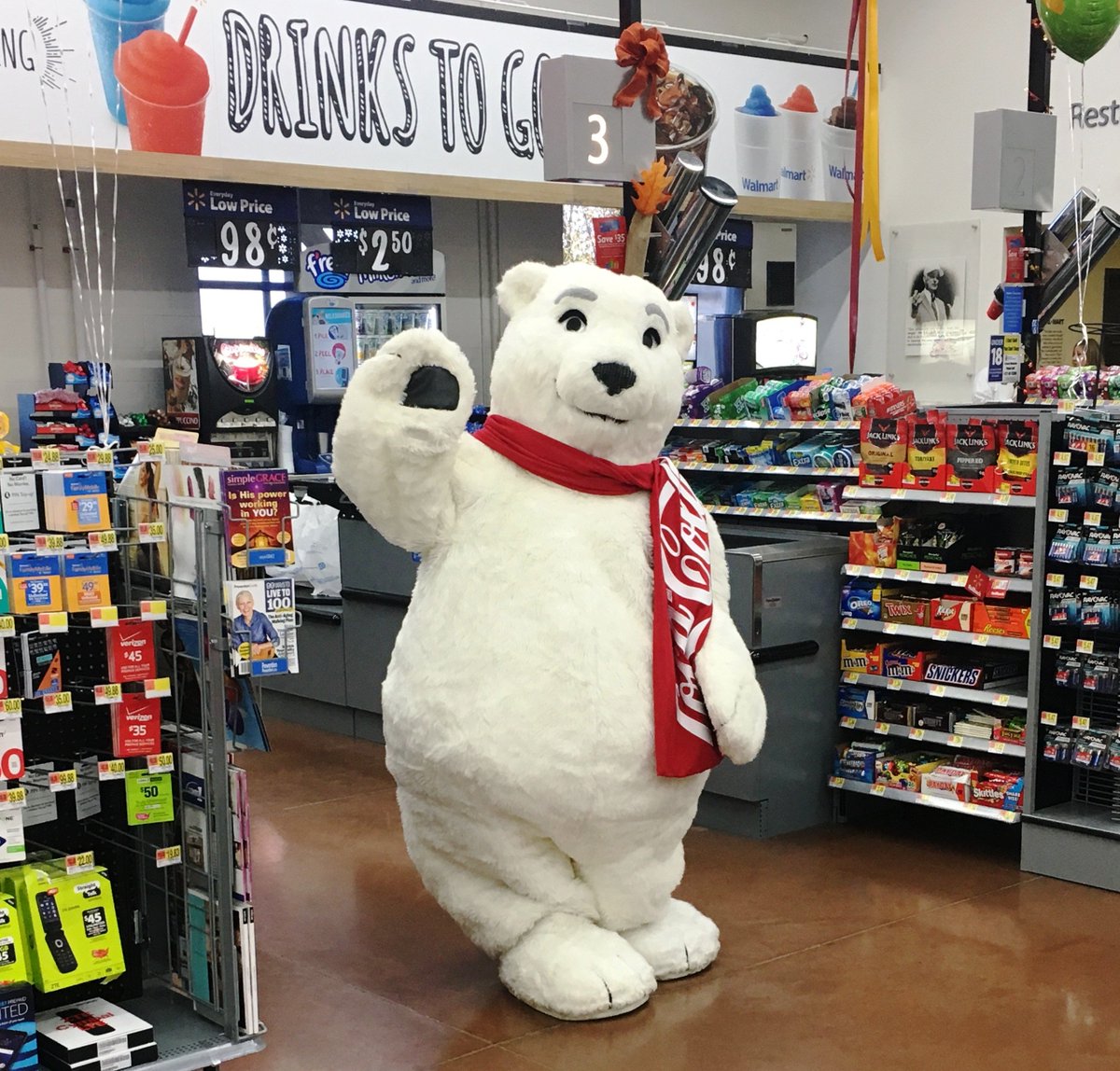 If you are planning your weekly grocery shopping trip, make a point to visit the Walmart on E. Kearney in Springfield on Wednesday from 9-11am. If you do, you will get the chance to meet our lovable Polar Bear, BUBBLES!