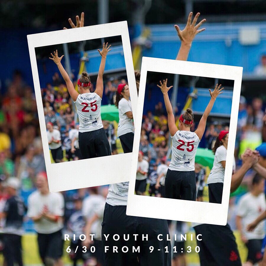 Learn how to take your mark (&amp; other skills) to the next level from players like <a href="/CoachLys/">Coach Alyssa W</a> at the Riot Youth Clinic! Open to people ages 8-18 who match up on womxn and non-binary folx. No experience necessary! #bigfeetbiggermark 

Sign up here: discnw.org/e/2019-riot-yo…