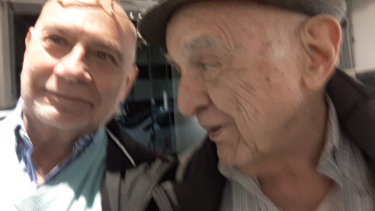 JulioRaffo's tweet photo. Con mi querido amigo Beinusz Szmukler el la exposición de fotografía sobre Osvaldo Bayer y los fusilamientos de la Patagonia. https://t.co/cCzlEqE2GD