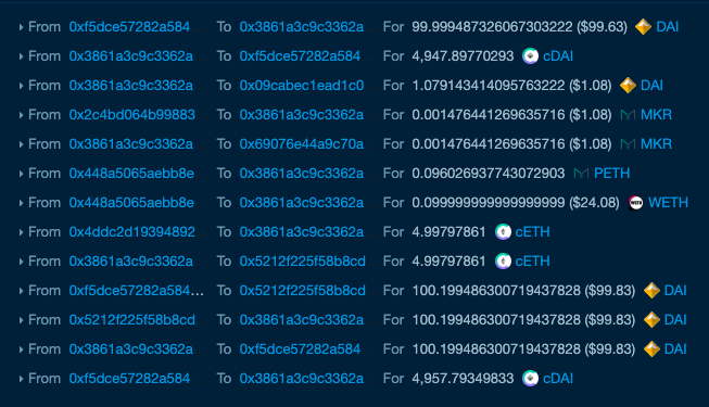 smykjain's tweet photo. Construction of Bridge 🌉 b/w @MakerDAO & @compoundfinance is almost completed. Just transferred 0.1 $ETH and 100 $DAI from Maker to Compound in one click. Inaugurating soon 😉
#Interoperobility b/w #DeFi protocols https://t.co/gWSH2oWixQ