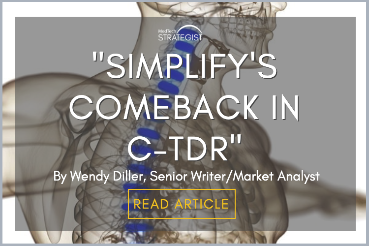 MedTechStrat's tweet photo. Of the roughly 1.3-1.4M #spine surgeries a year in the US, only a small % opt for total disc replacement instead of fusion. Read about #SimplifyMedical's efforts to bring a new cervical implant to this area of spine surgery, & why it's risky: https://t.co/F6afuQfado https://t.co/XDktw1adSZ