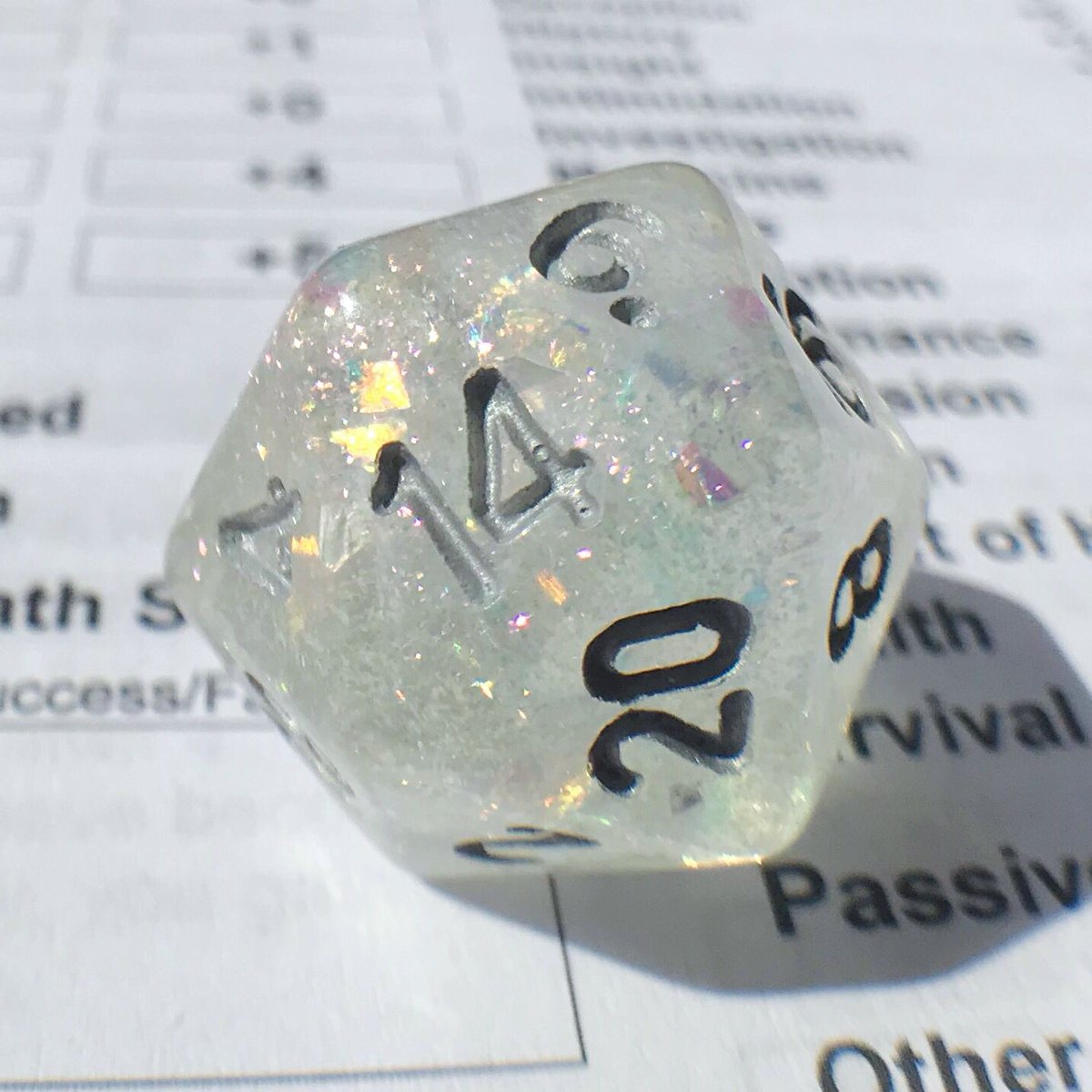 battleaxemage's tweet photo. Gorgeous iridescent glitter dice from @cozygamershop !! It’s like a rainbow nebula 😍💖 #dice #d20 #dnd #dnd5e #ttrpg #dungeonsanddragons #dicecollection #polyhedraldice #dnddice #dicenerd #dicenerdsontwitter #battlecrazedaxemage #cozygamershop #celestialsilver https://t.co/VZLw2Djdlp