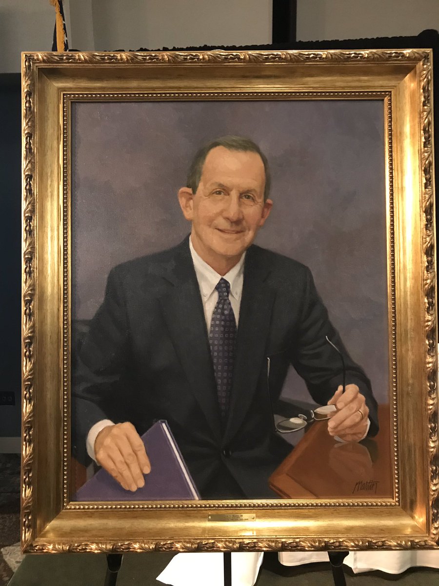 Saturday night, a portrait of outgoing Executive Director Bill Martin was revealed. It will hang in the library <a href="/PhiGamHQ/">The International Headquarters of Phi Gamma Delta</a>. Martin quipped that artist John Boyd Martin (Kansas 1959) “got the ears right.” #PhiGam #phigammadelta