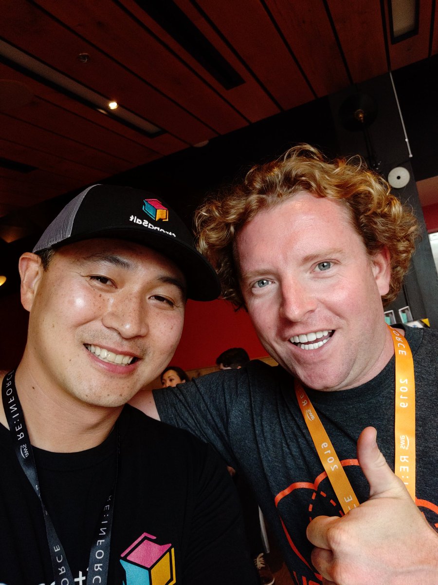 edyu's tweet photo. It was fun to meet the famous Ryan @KroonenburgRyan from acloudguru and talk about privacy with @getstrongsalt. https://t.co/mq3pmZKKvI