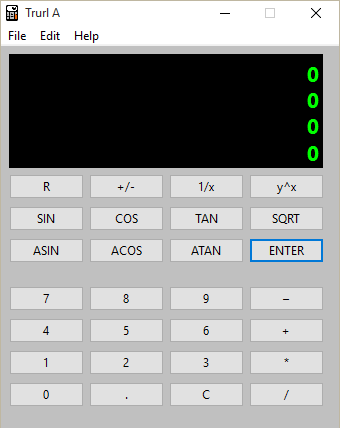 TeamTrurl's tweet photo. Version 1.0 of #TRURL_A, a simple virtual demo calculator with #RPN, has been released for macOS and Windows. https://t.co/O9IxQYl74x https://t.co/pOaZhBEzFi