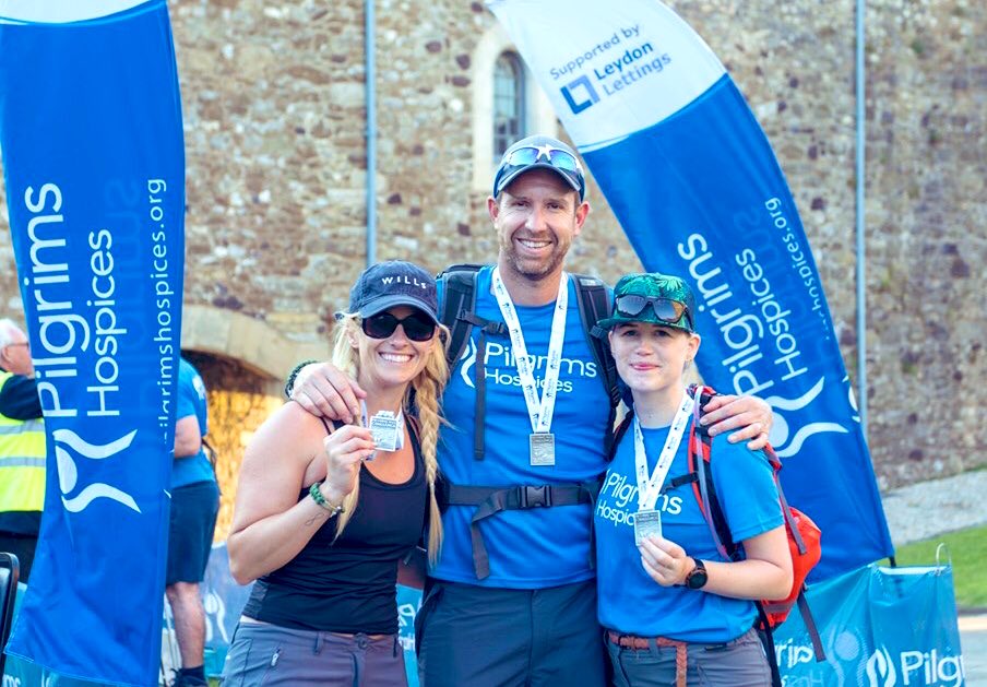 EllaBrocklebank's tweet photo. Super proud to complete the @PilgrimsHospice 55km Pilgrims Challenge with these 2 @SallyBPalmer @Ben_Trott by my side every step of the way &amp; part of Team @jennergroup raising almost £3k 💙#livelife #sidekicks #charity #makeadifference https://t.co/2tf0iAkODo