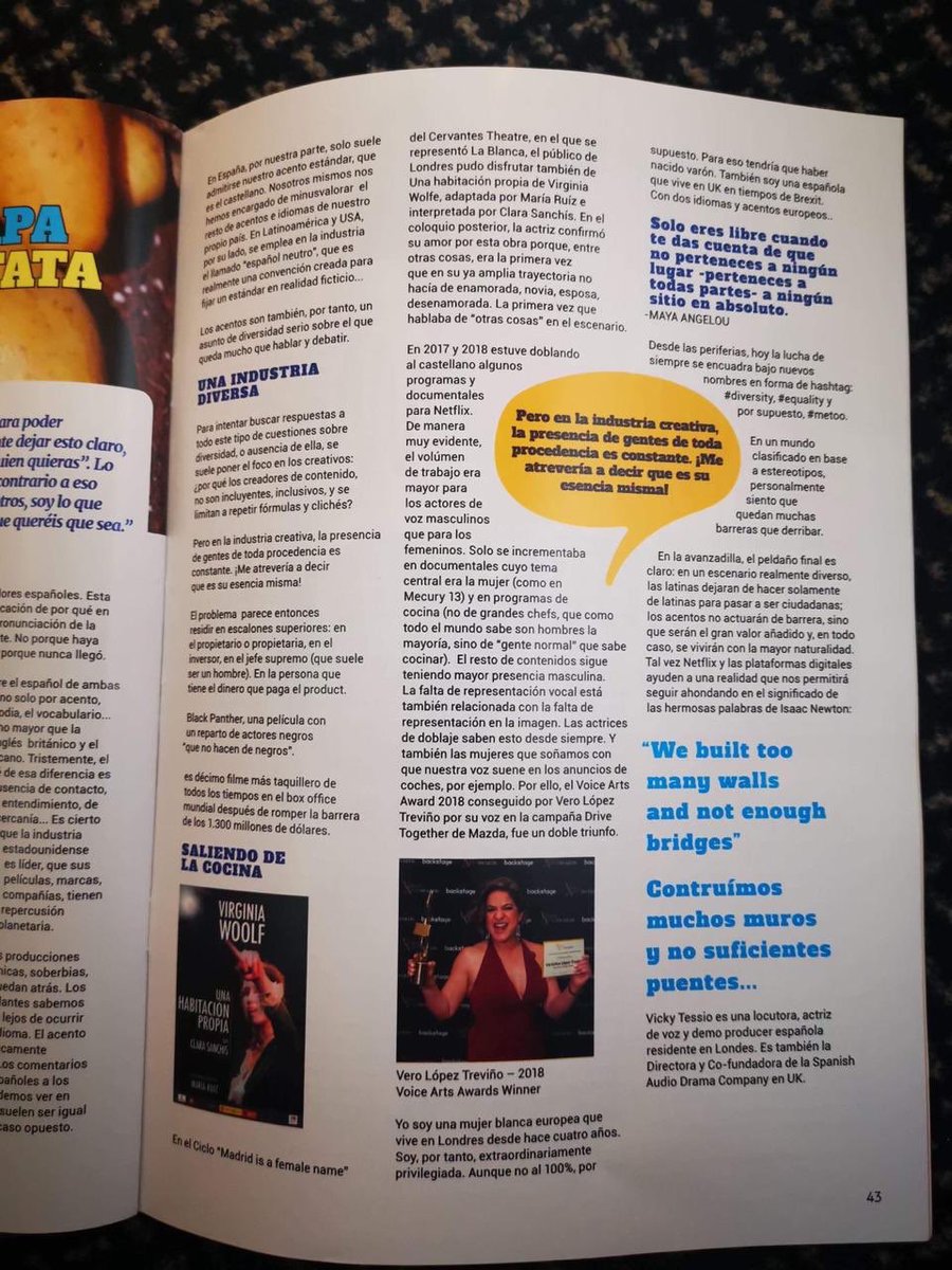 VeroVoiceOver's tweet photo. Qué orgullo ser parte de la 1a edición en español de la revista británica The Buzz de The Voice Network, una plataforma muy importante para internacionalizar a los locutores, su Directora Rachel Naylor ha trabajado mucho por esta comunidad a nivel internacional. #DigitalAudioDay https://t.co/8ydd5KWDTz
