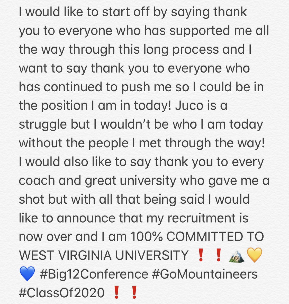 JacobGamble_'s tweet photo. โ๏ธโ๏ธCommittedโ๏ธโ๏ธ #WVU #TakeMeHome2020 ๐๐๐ https://t.co/hxhnHpb4i2
