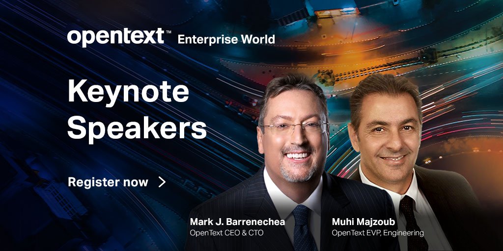 The #OTEW crew is ramping up for keynotes by #OpenText CEO @markbarrenechea &amp; EVP Engineering <a href="/MuhiSMajzoub/">Muhi S. Majzoub</a> and special guest speakers <a href="/timberners_lee/">Tim Berners-Lee</a> &amp; <a href="/itspetergabriel/">Peter Gabriel</a>. Get your complimentary pass for Enterprise World today: ow.ly/aCWK50uL6qg