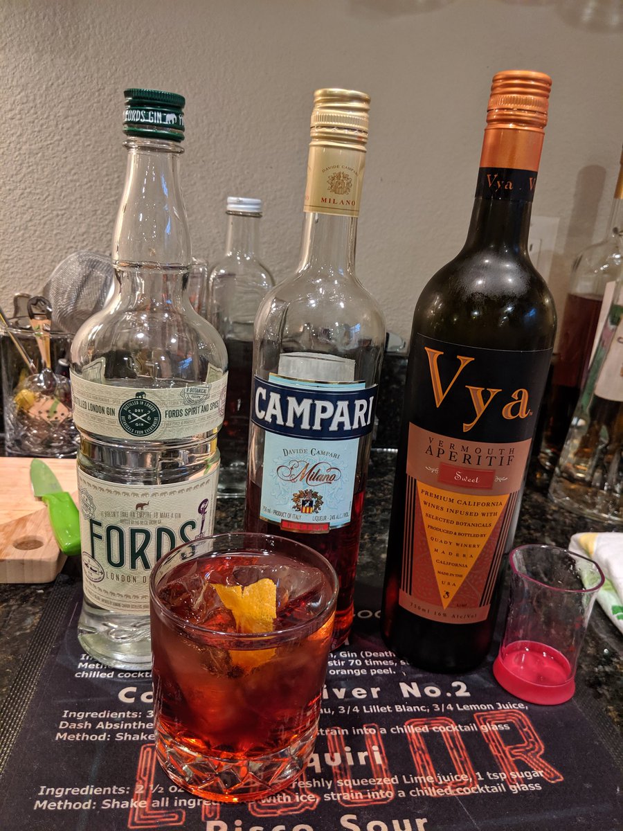 Alamagoozlum's tweet photo. #NegroniWeek is great for a few reasons.
1. Best cocktail ever
2. Gets curious cocktail people to try new things
3. Raises money for charity (don't forget)
For #negroniweek2019 I'm drinking one and reminiscing about #NegroniCount2017 in which I drank 304 negronis in 325 days. https://t.co/uy2kQABOn5