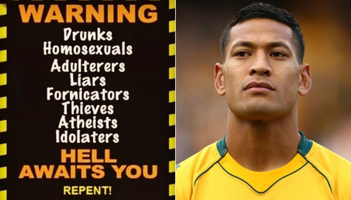 VisionNZParty_'s tweet photo. I'm sure you knew this already, but @Coalition_NZ1 stands for bigotry &amp; the Tamaki's chat about changing re their views on homosexuals is fake. This is them promoting @IzzyFolau &amp; chasing donations to allow him to say the attached without consequences #CoalitionNZ #NotOurDestiny https://t.co/9D6EeYl2pF