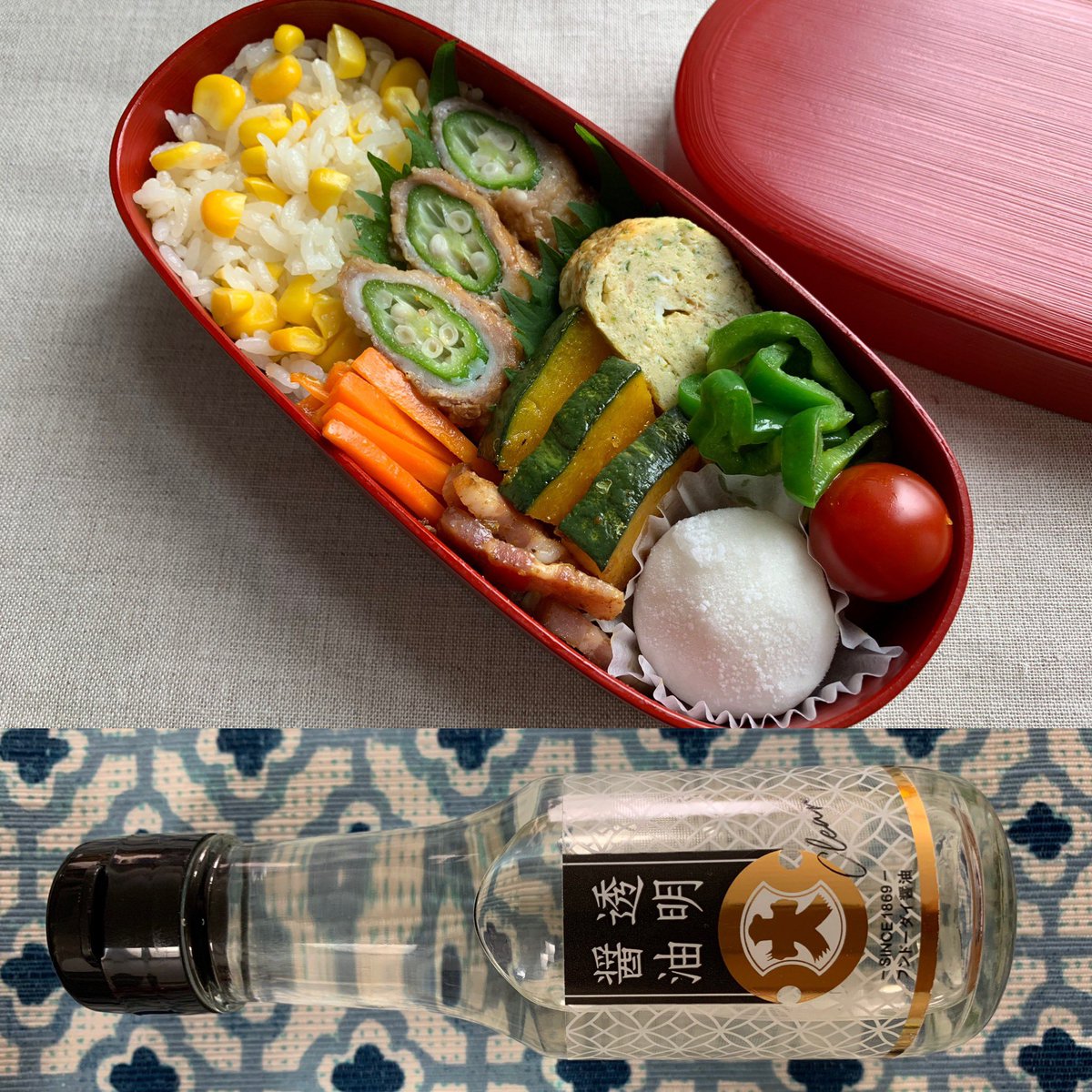 O Xrhsths にこ Sto Twitter 19 6 25 火 今日の娘弁当 夏の野菜弁当 とうもろこしごはん 色白さんだけどバター醤油味です 普通にとうもろこしを炊き込んで 出来上がってバター 醤油 醤油は写真下の 透明醤油 を使いました お弁当 娘弁当 お弁当