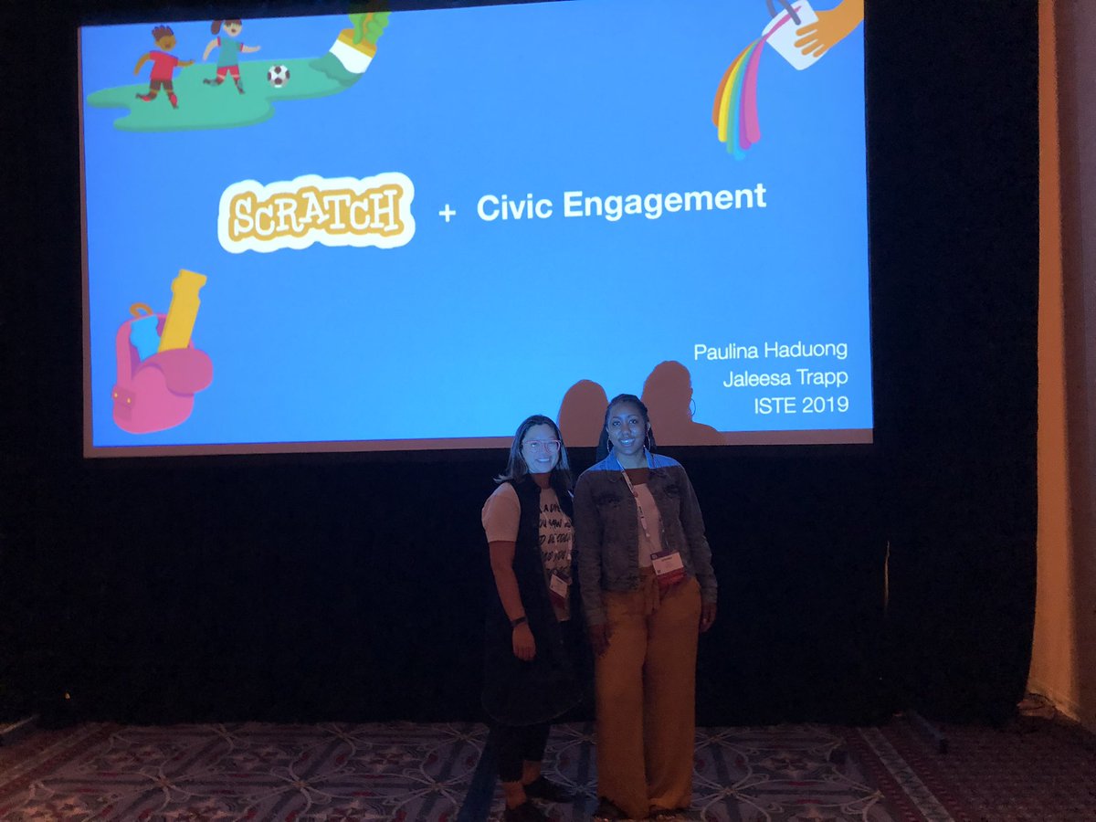 phaduong's tweet photo. Successful workshop with @JaleesaT! Always grateful for the enthusiasm participants bring to trying our Scratch for the first time! #5thP #CreativeComputing #scratchatISTE https://t.co/YmmKkwU3c2