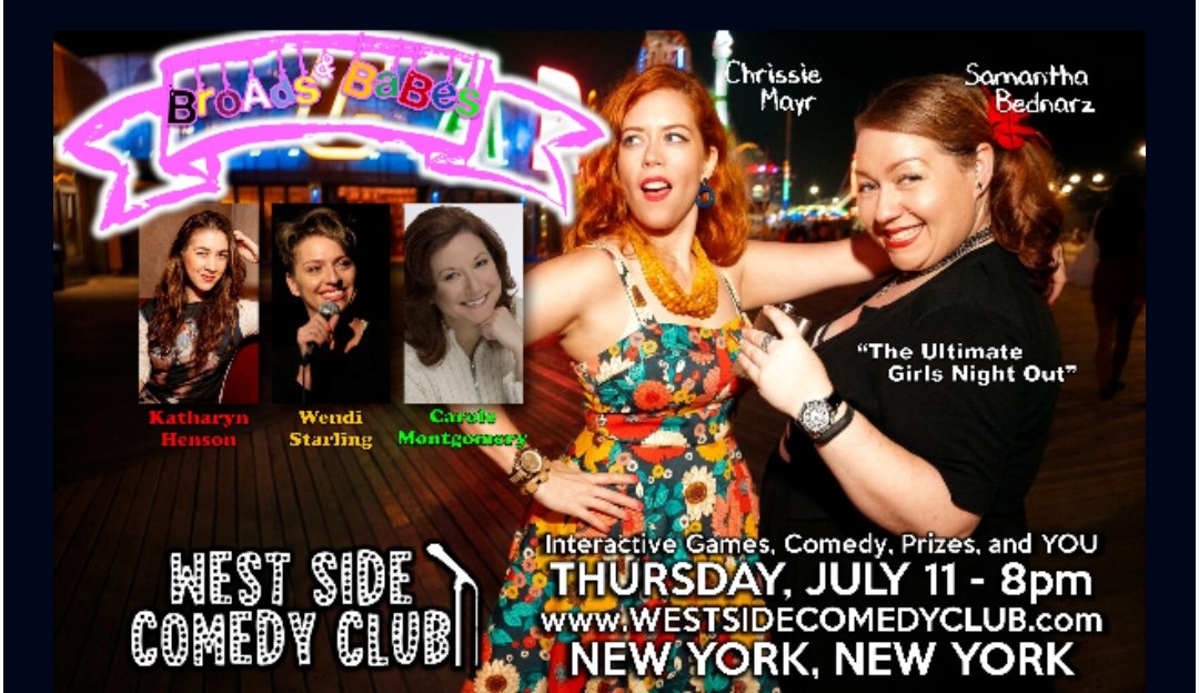 BroadsBabes's tweet photo. Thursday 7/11! 8PM! Don't miss this🔥lineup @WESTSIDECCNYC
Hosts @ChrissieMayr
And @theOGsammajamma bring you a fun filled ladies night with games, shots and comedy from @nationalmom @wendistarling and @ewgirlyounasty https://t.co/APq4ykHkpb
#ladiesnight #girlsNightOut #comedy https://t.co/zbFM7XljWP