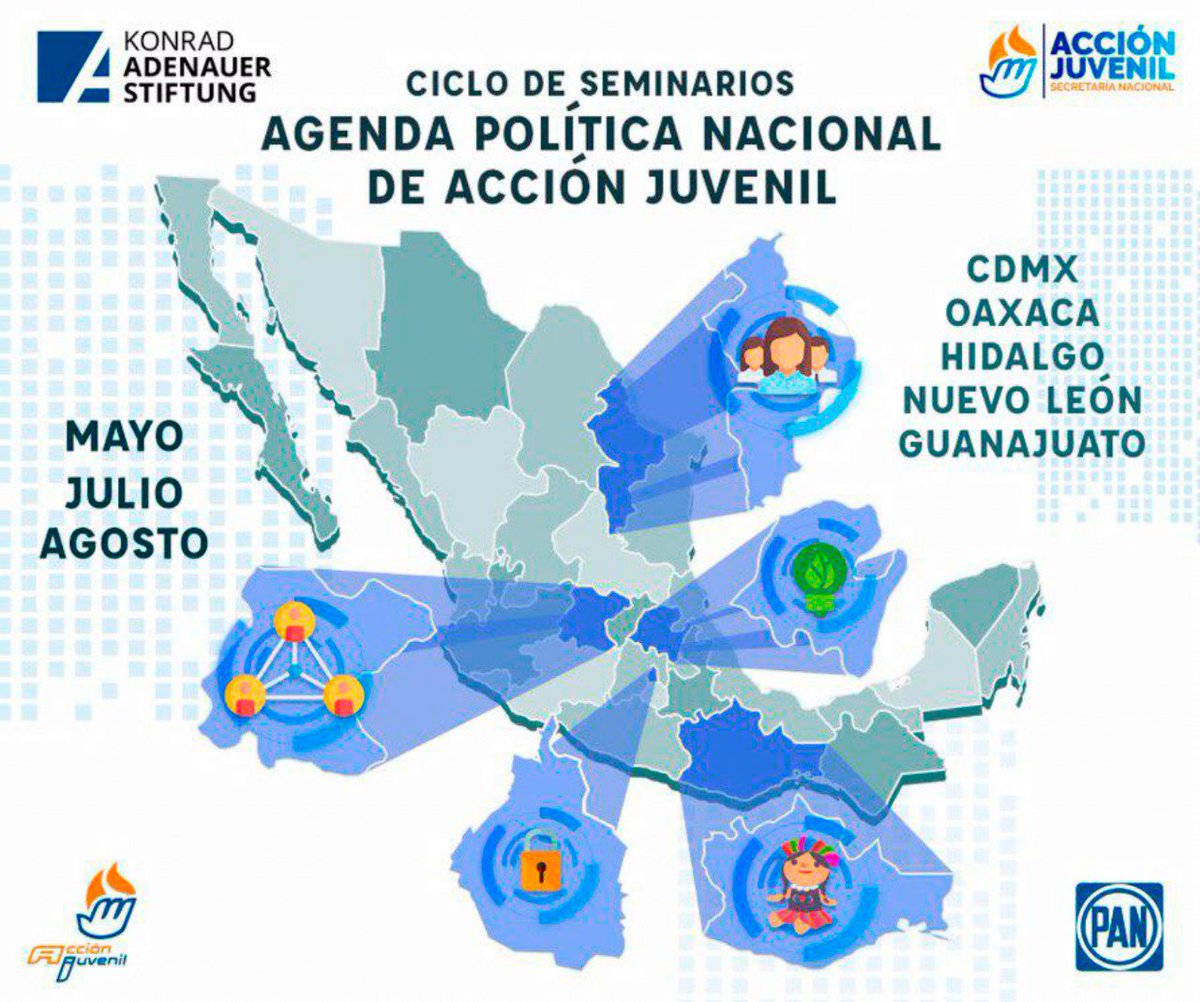 kasmexiko's tweet photo. La #kasmex en colaboración con la Secretaría Nacional de Acción Juvenil convocan a participar en el Ciclo de Seminarios para potenciar la agenda política nacional de @AccionJuvenil.
Consulta los temas de seminarios y fechas.🗓️
👉Para más información consulta @AccionJuvenil! https://t.co/aKWiflFBGO