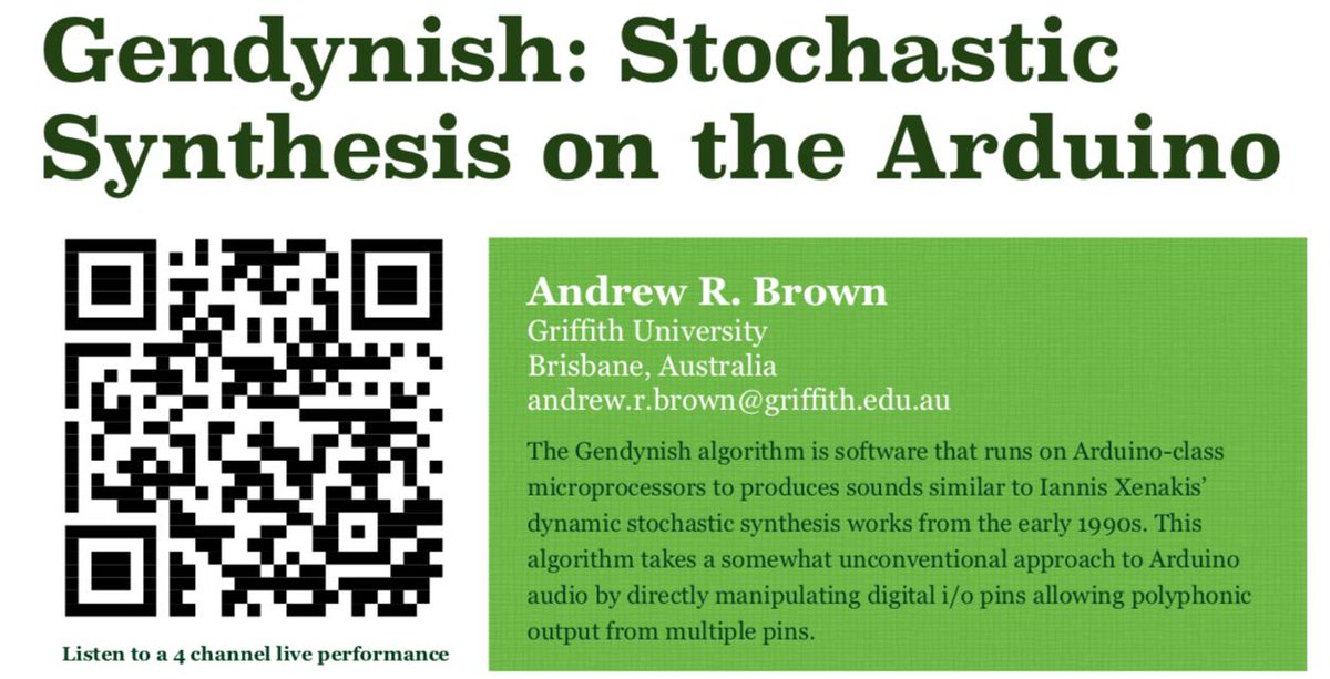 IMediaGriffith's tweet photo. IM staffer, Andrew Brown presents at ISEA 2019 about his novel interactive sound synthesis techniques. https://t.co/IvIFUlKZuK