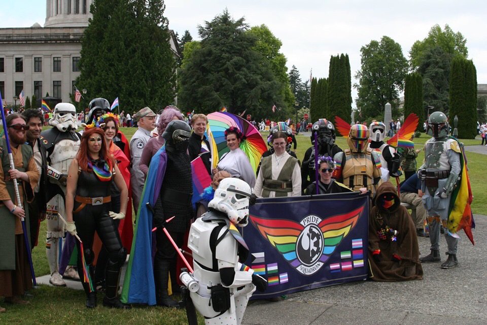 The Empire/First Order/Darksiders and the Rebellion/Resistance/Lightsiders put their differences aside for the Capital City Pride Parade this last weekend. #garrisontitan #alphabasewa #saberguildkaminotemple #501st #501stlegion #pride #capitalcitypride 

Photo credit: Ian DuPont