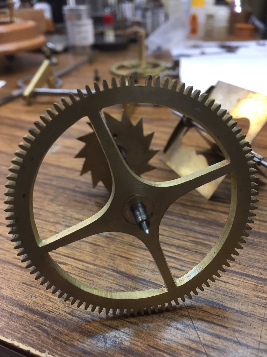 JordanClocks's tweet image. A French Mobier wall clock with a broken tooth before and after.