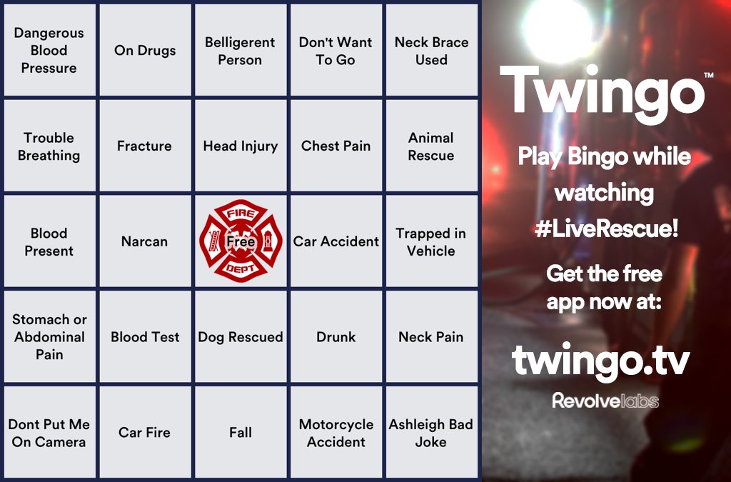 #LiveRescue Bingo <a href="/TwingoApp/">Twingo Bingo</a> twingo.tv